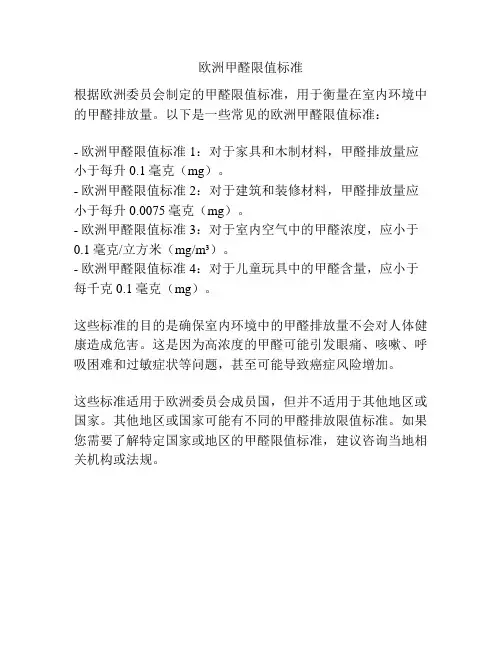 欧洲甲醛限值标准