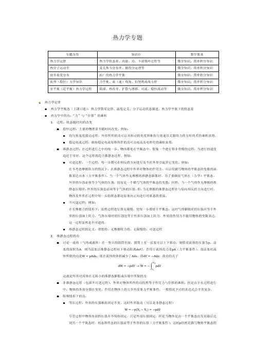 高中物理竞赛--热力学专题
