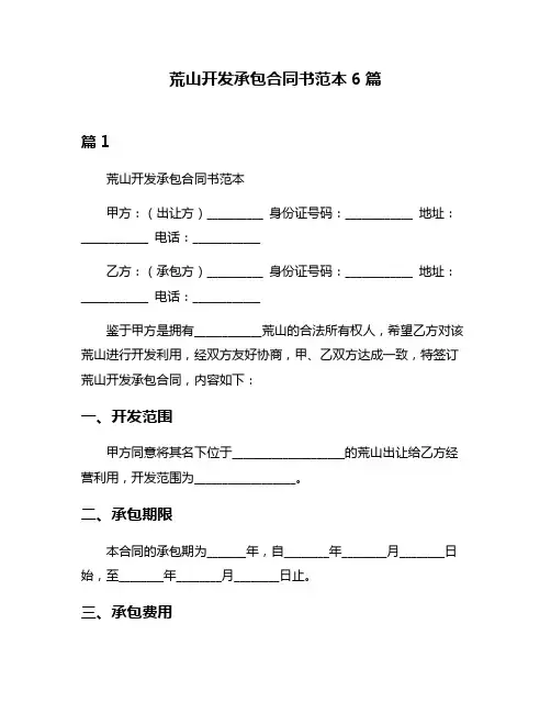 荒山开发承包合同书范本6篇