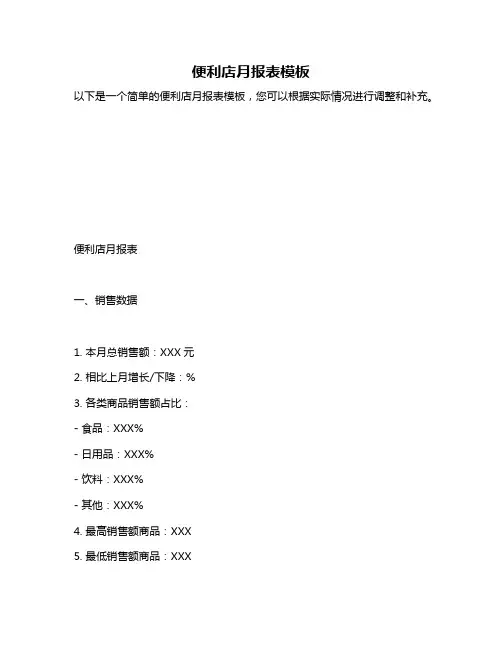 便利店月报表模板