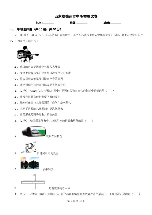 山东省德州市中考物理试卷 
