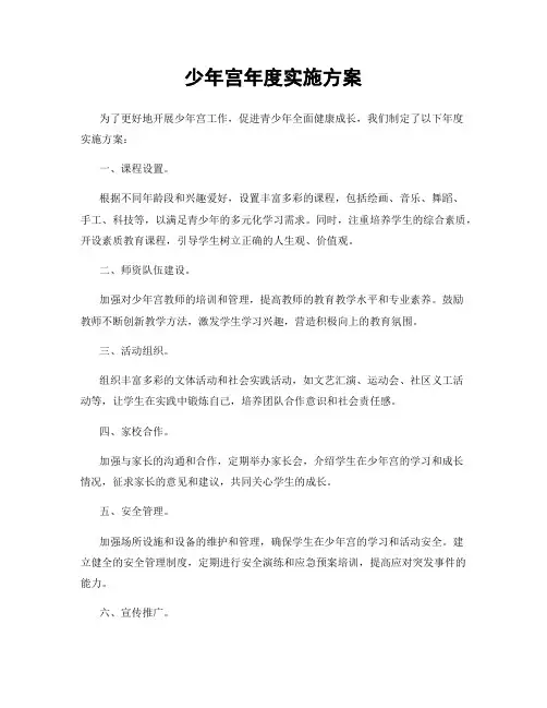 少年宫年度实施方案