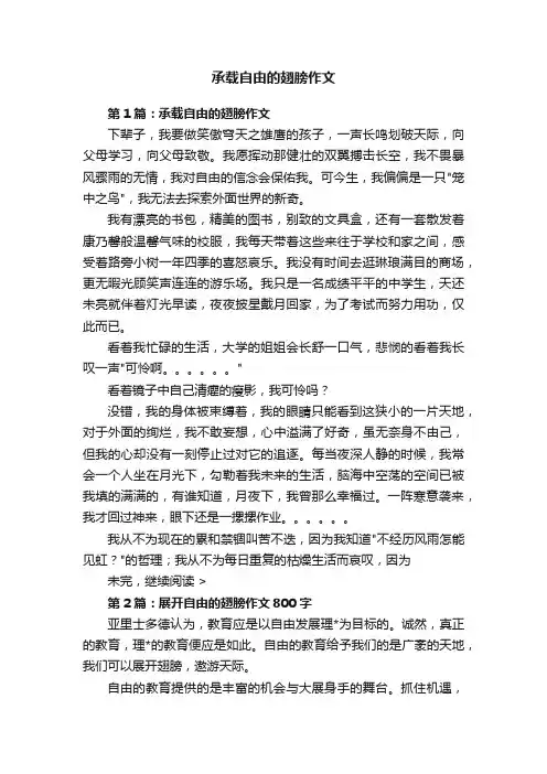 承载自由的翅膀作文