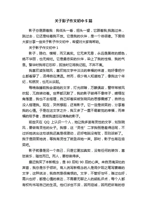 关于影子作文初中5篇