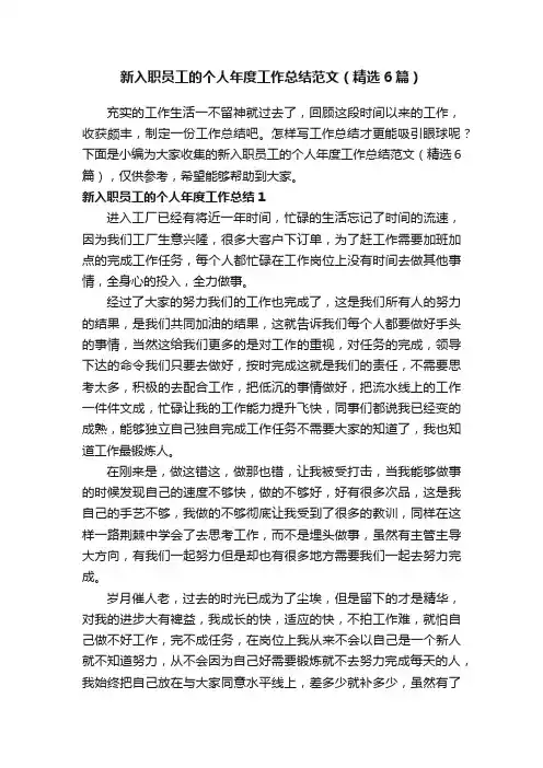 新入职员工的个人年度工作总结范文（精选6篇）