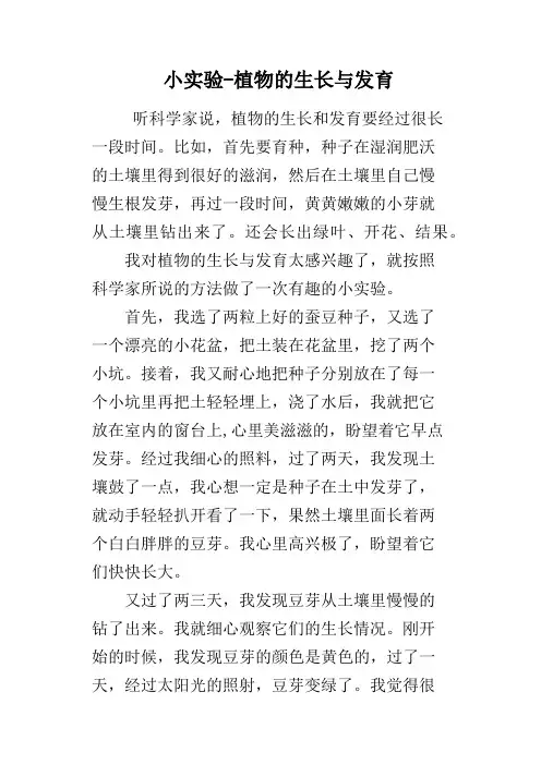 小实验植物的生长与发育