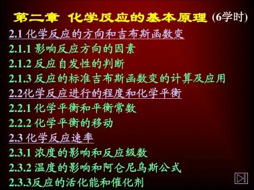 普通化学 第二章 化学反应的基本原理