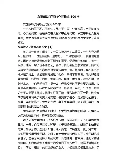 友谊触动了我的心灵作文800字