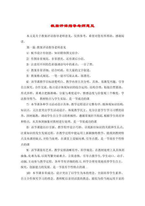 教案评语指导老师意见