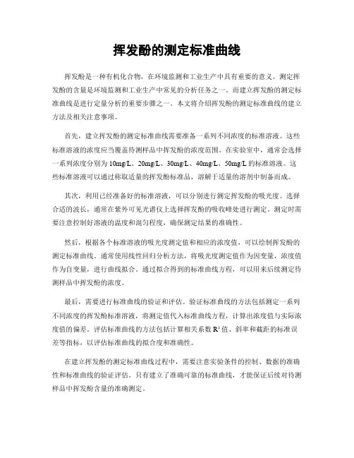 挥发酚的测定标准曲线
