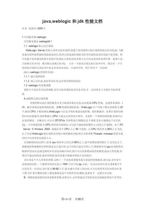 weblogic调优、参数设置、JDK设置等相关文档