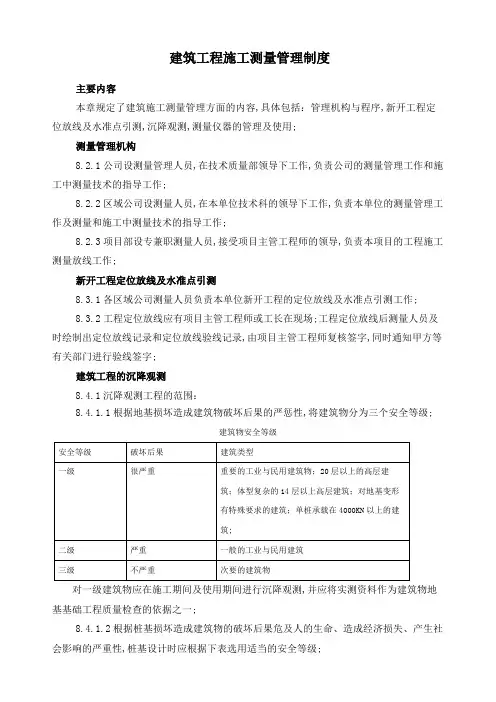 建筑工程施工测量管理规定