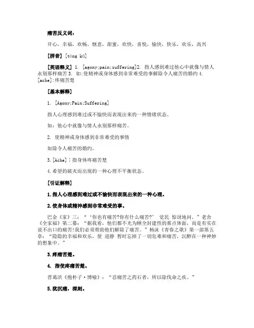 痛苦的反义词
