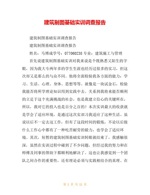 建筑制图基础实训调查报告