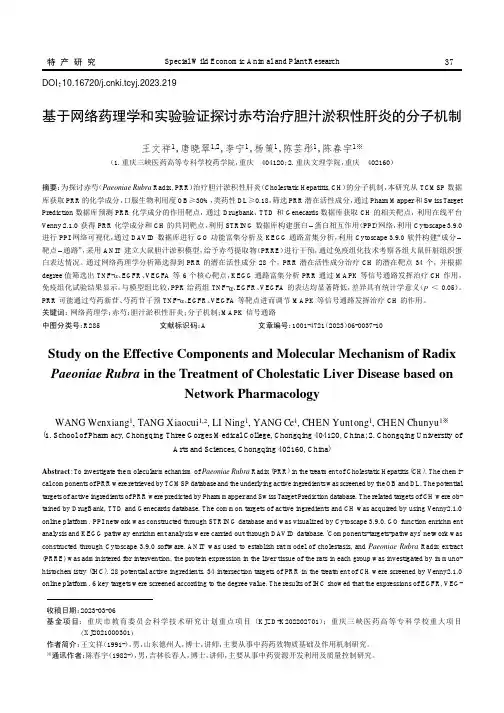 基于网络药理学和实验验证探讨赤芍治疗胆汁淤积性肝炎的分子机制