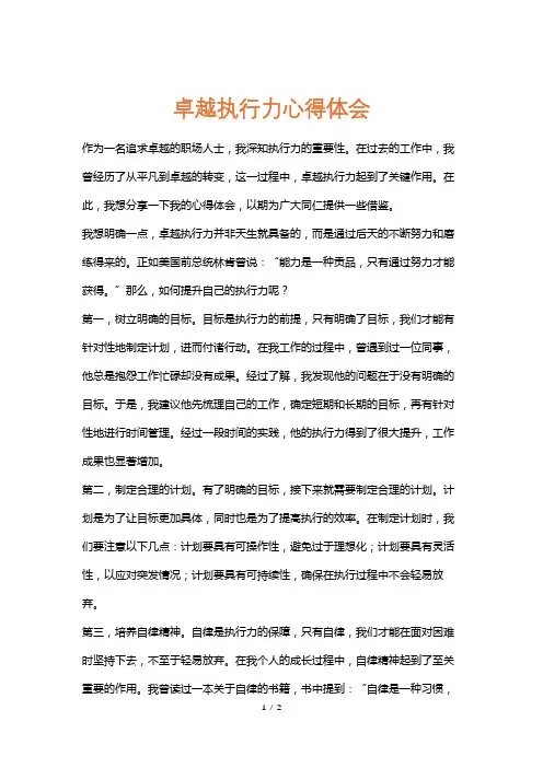 卓越执行力心得体会