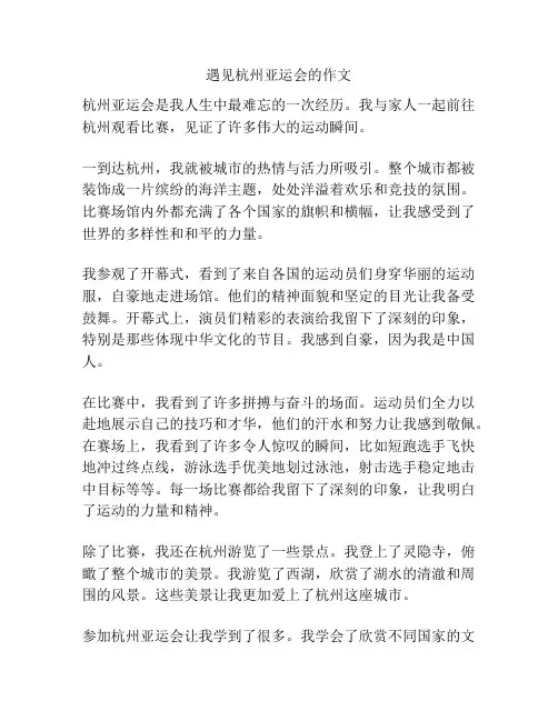 遇见杭州亚运会的作文