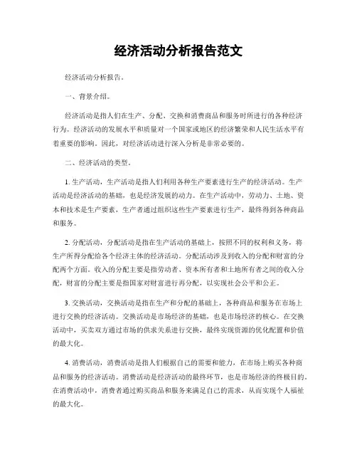 经济活动分析报告范文