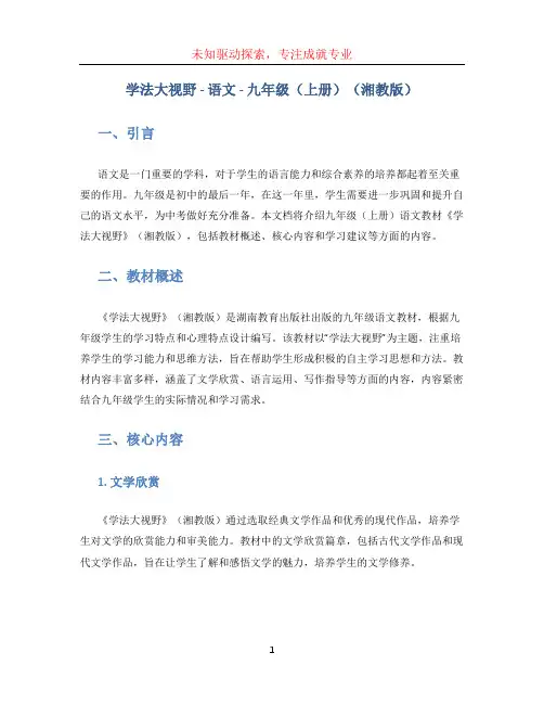 学法大视野_语文_九年级(上册)(湘教版