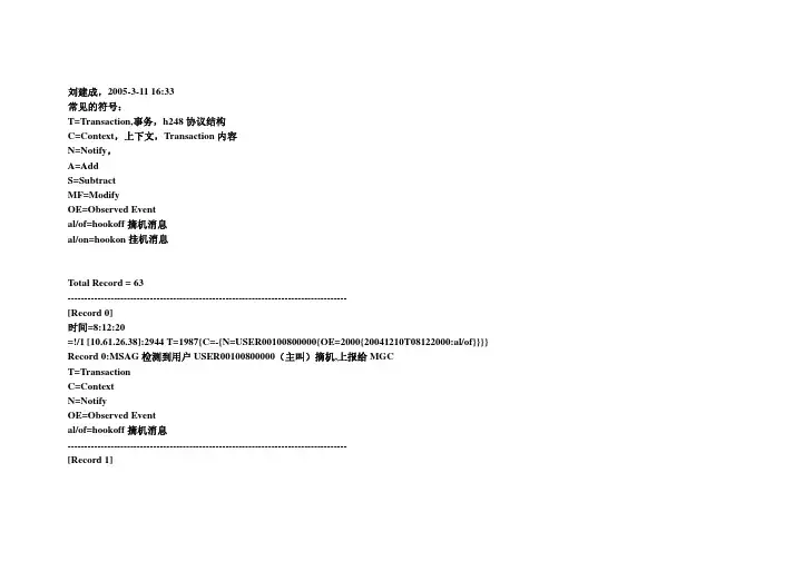 H.248信令一次完整呼叫说明