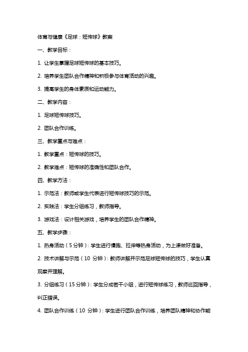 体育与健康《足球：短传球》教案