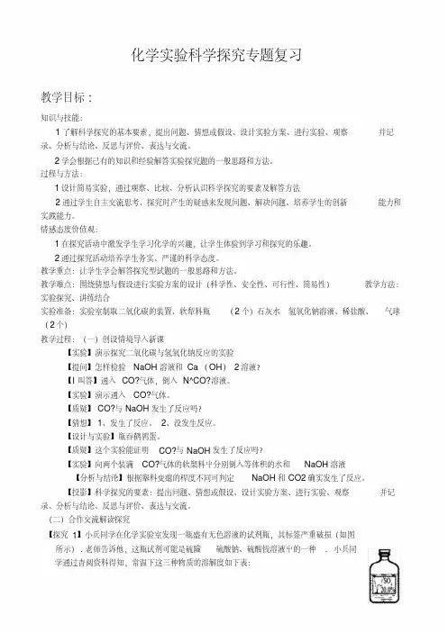 [精品]初三化学科学探究专题复习.doc