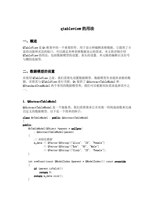 qtableview的用法