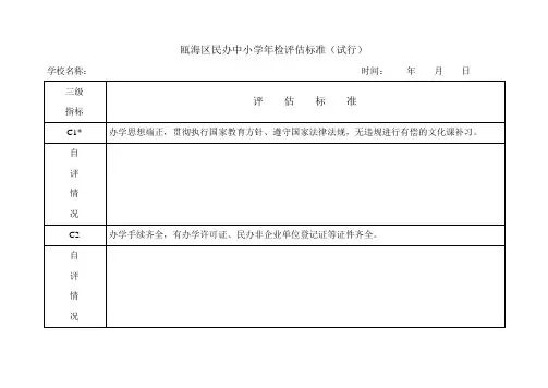 瓯海区民办中小学年检评估标准2010版