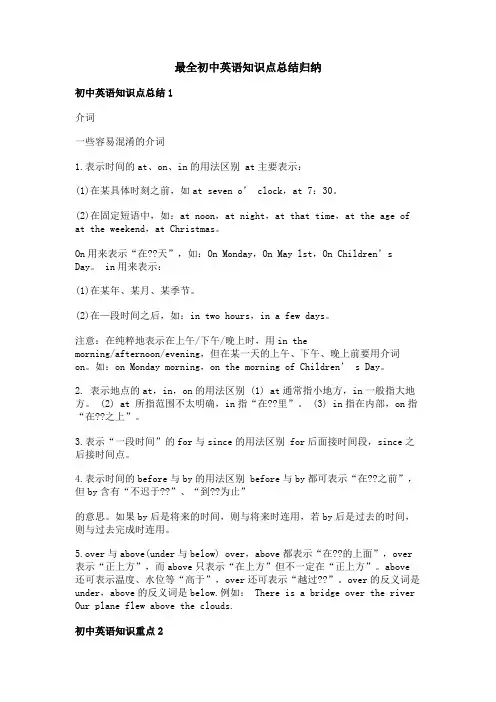 最全初中英语知识点总结归纳