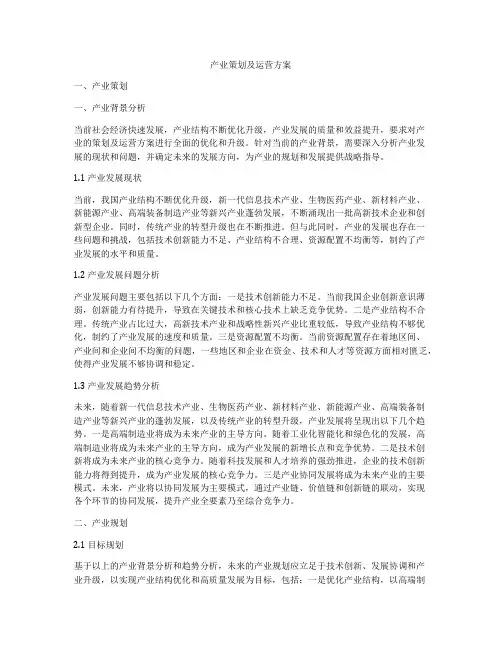产业策划及运营方案