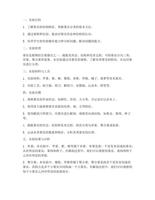 果实分类实验报告