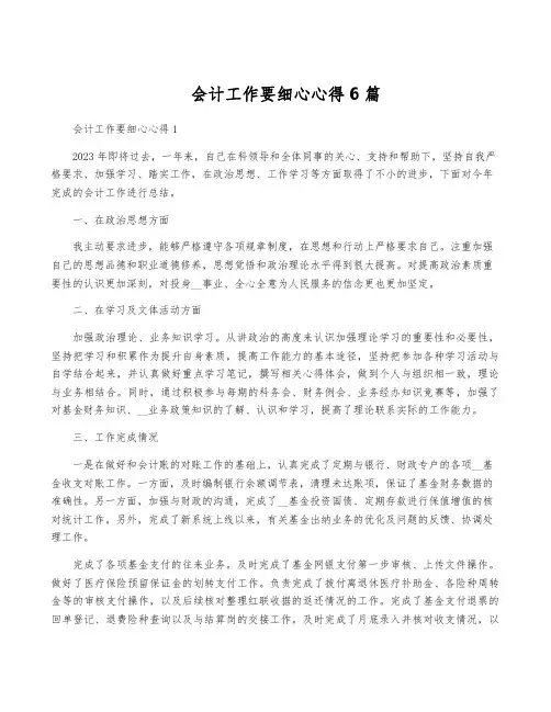 会计工作要细心心得6篇
