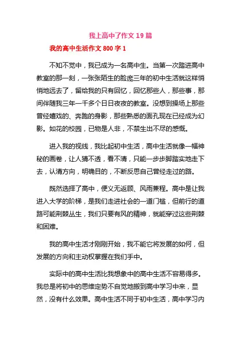 我上高中了作文19篇