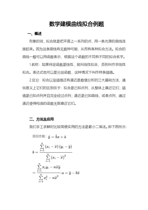 数学建模曲线拟合例题