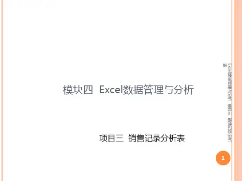 Excel数据管理与分析 项目三 销售记录分析表课件