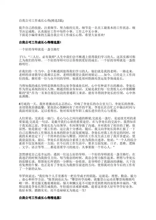 自我公司工作成长心得(精选5篇)