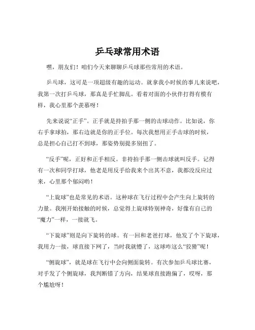 乒乓球常用术语