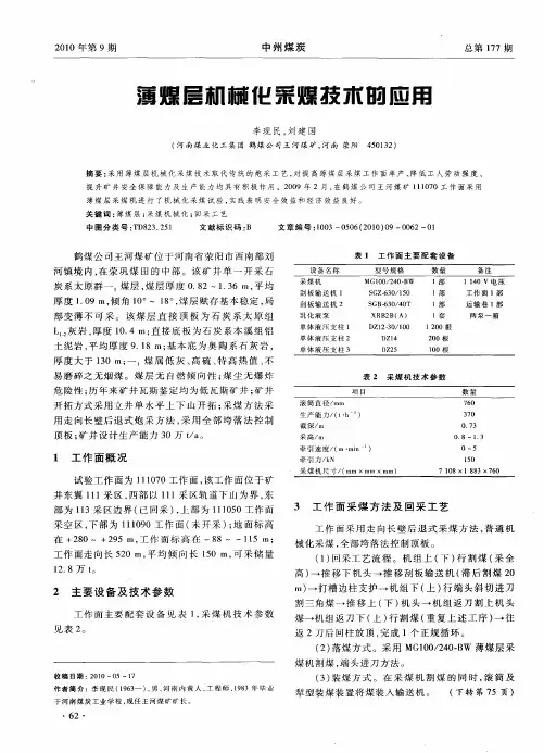 薄煤层机械化采煤技术的应用