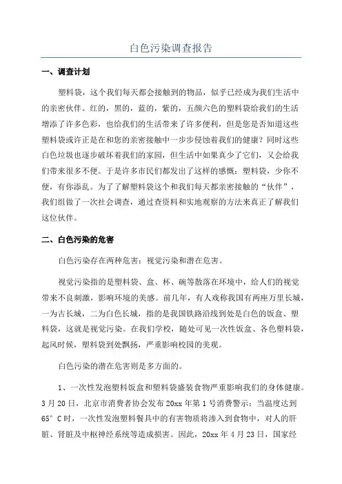 白色污染调查报告