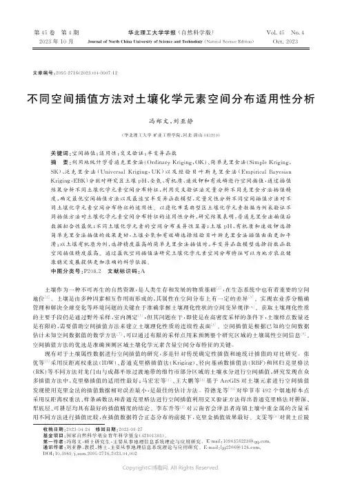 不同空间插值方法对土壤化学元素空间分布适用性分析