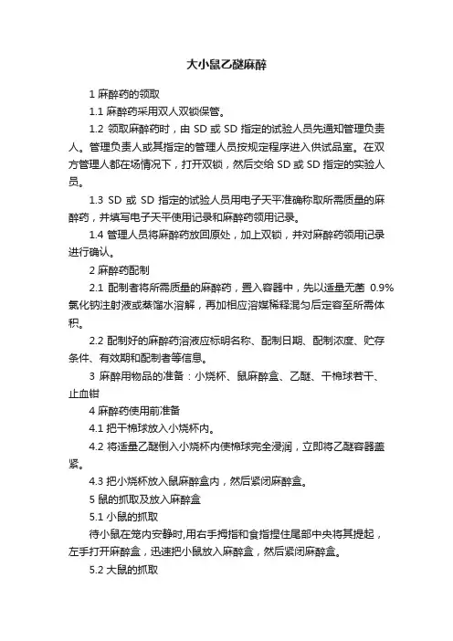 大小鼠乙醚麻醉