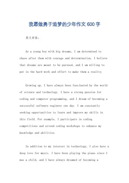我愿做勇于追梦的少年作文600字