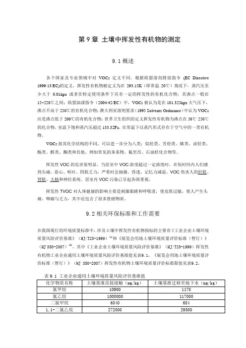 土壤中挥发性有机物的测定