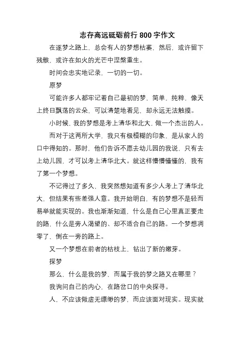 志存高远砥砺前行800字作文