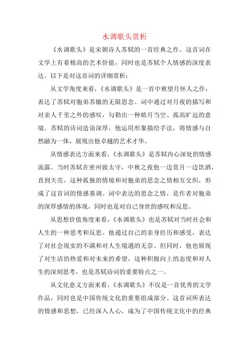 水调歌头赏析