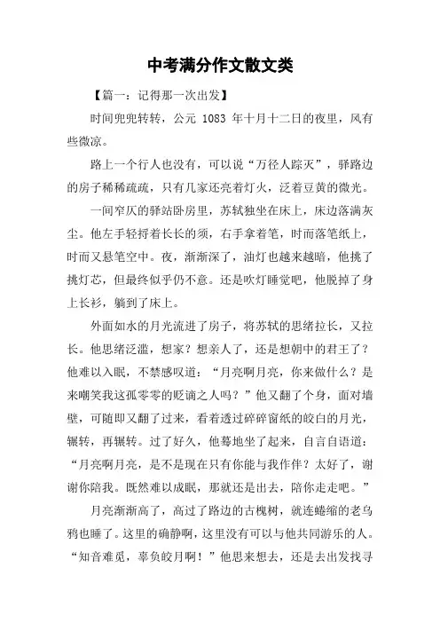 中考满分作文散文类