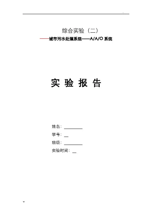 城市污水处理AAO系统综合实验报告
