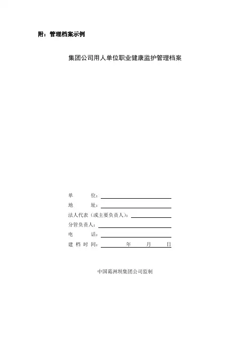 职业健康管理档案示例
