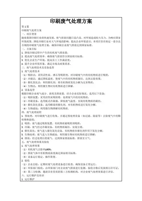 印刷废气处理方案