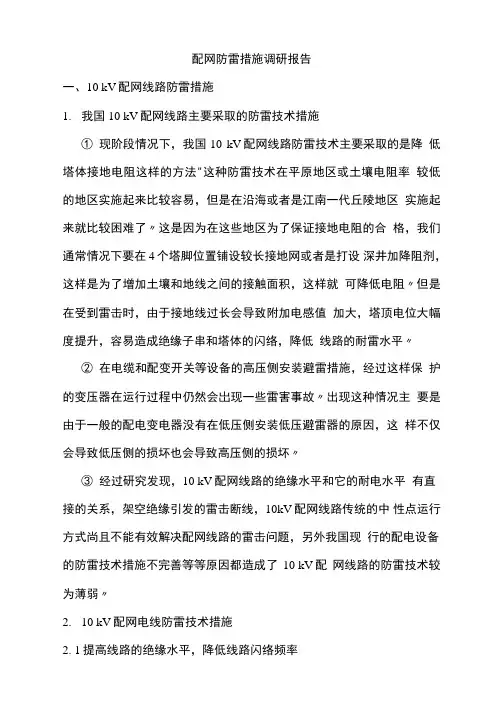配网防雷措施调研报告